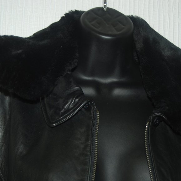 Valerie Stevens Petites Genuine Lamb Leather w/Fur Collar Jacket - Picture 6 of 7